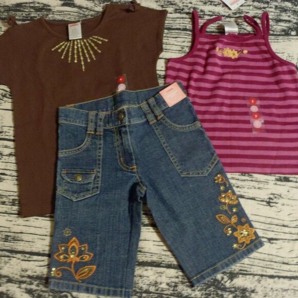 Gymboree Savanna Sunset Size 3 Clamdigger Striped Shirt Size 4 Brown Top Set NWT - Picture 1 of 5